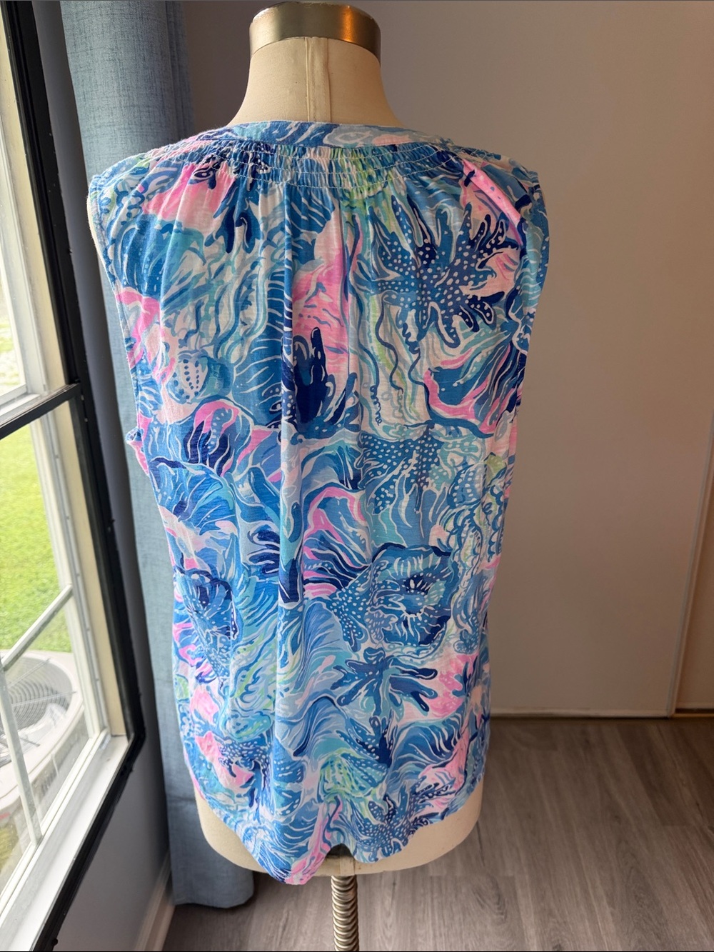 Lilly Pulitzer Blue Multi Floral-Print Sleeveless Tank XXL - Picture 5 of 6